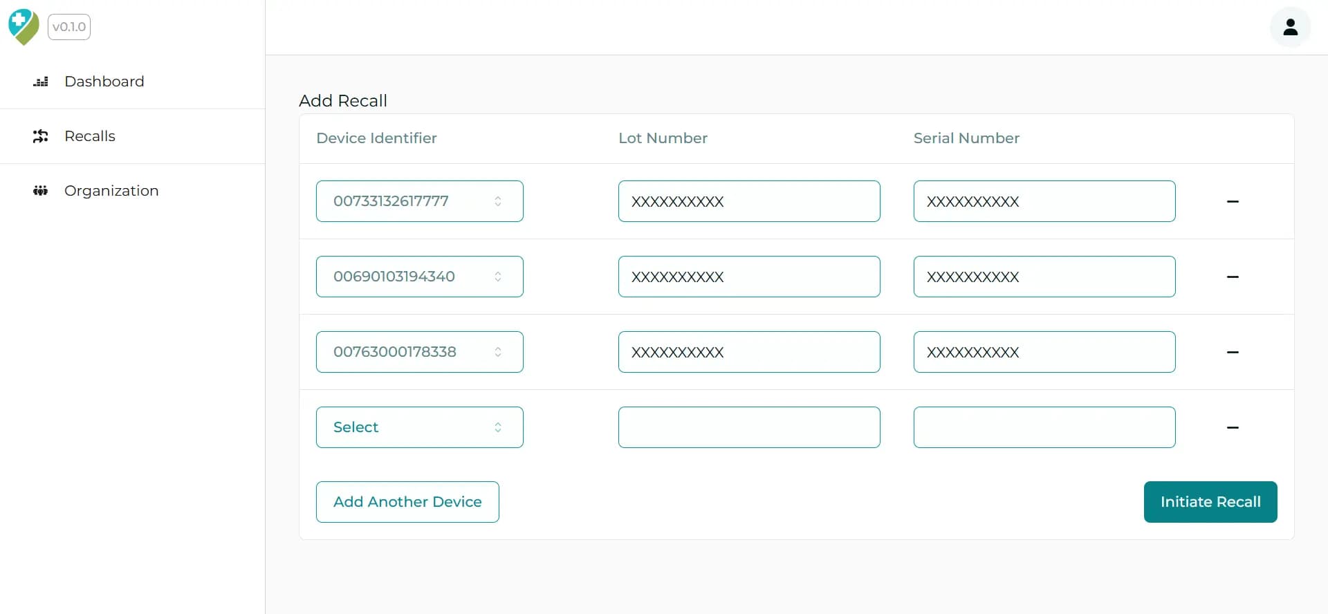 Manufacturer Admin Create Recall