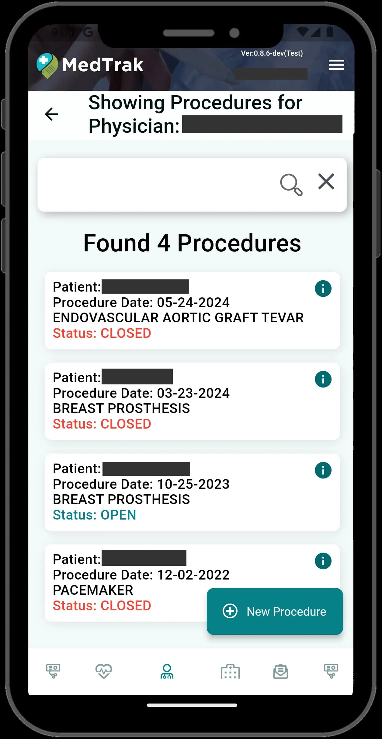 Rep View Physician Procedures